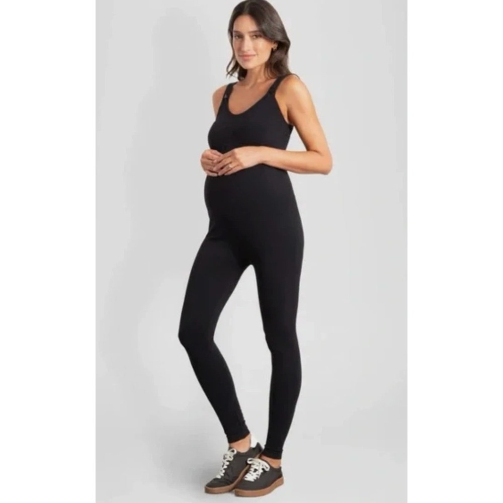 NEW Seraphine All In One Nursing Jumpsuit Black Stretch Womens Size L
